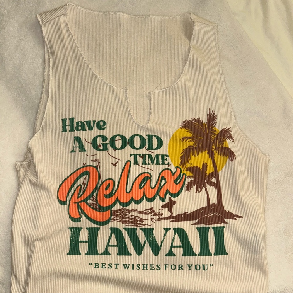 SHEIN Cream Ribbed Tank Top